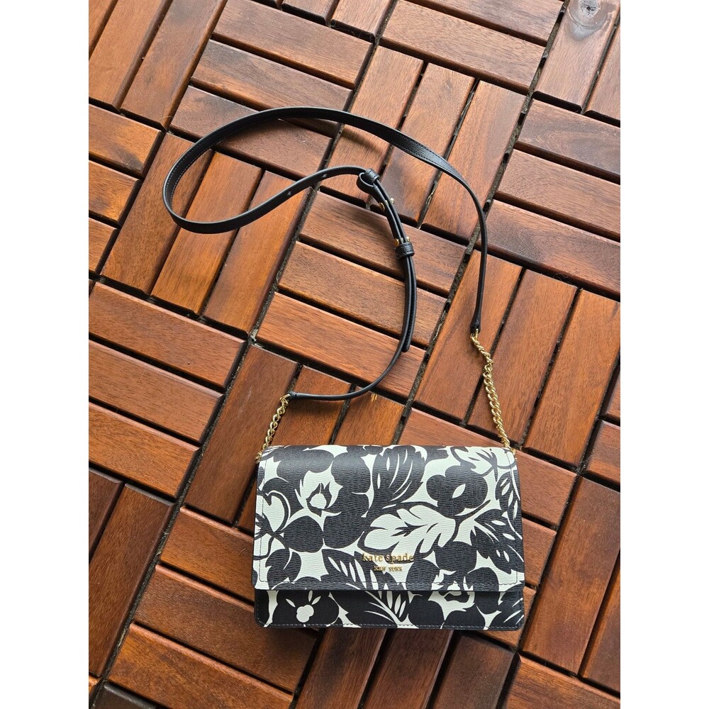 Kate Spade New York white & Black Floral Crossbody Bag – New with Tags